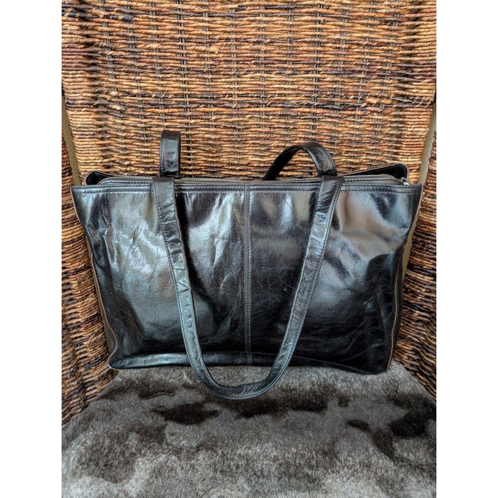 Hobo International Morena Black Leather Shoulder Bag Laptop Tote Y2K Minimalist - Picture 8 of 16